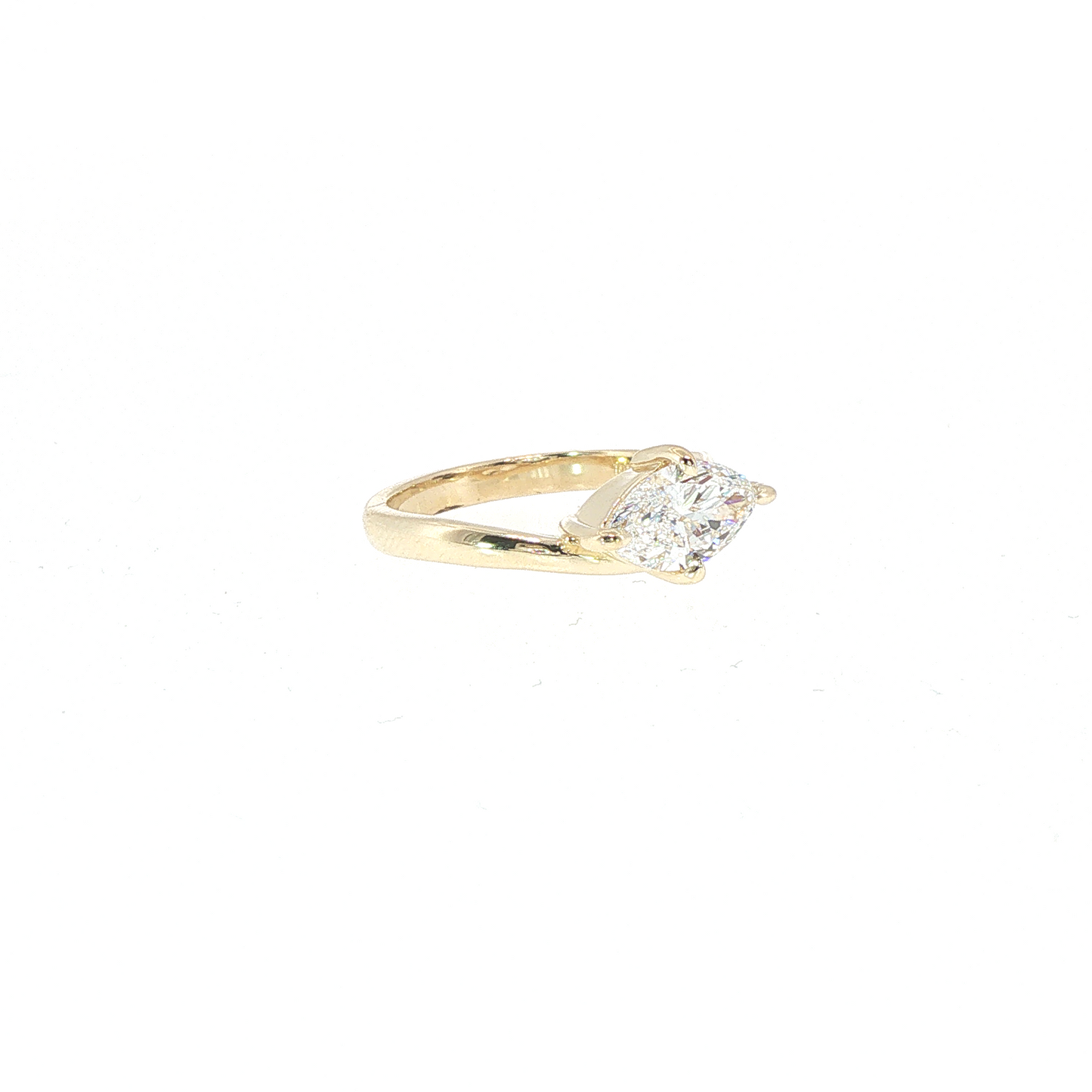 10K Yellow Gold East West Lab Grown Marquse Contour Ring