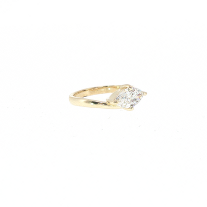 10K Yellow Gold East West Lab Grown Marquse Contour Ring