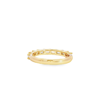 14K Yellow Gold Lab Diamond East To West Emerald Shared Prong Band 1/2 Way