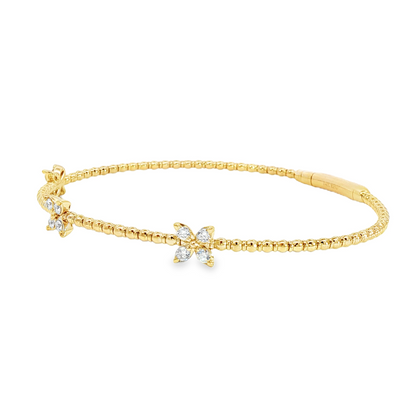 14Kyg Diamond Flex  Station Bracelet Containng 3  Sections  12Rd = 0.32Ct