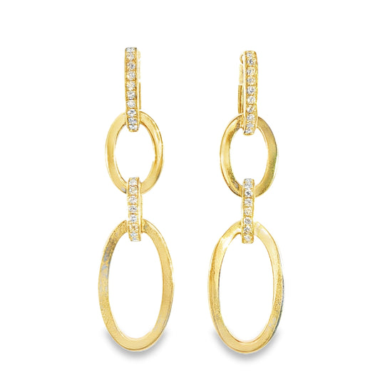 14K Yellow Gold Drop Earrings Containing Rd Diamonds 0.30Ct