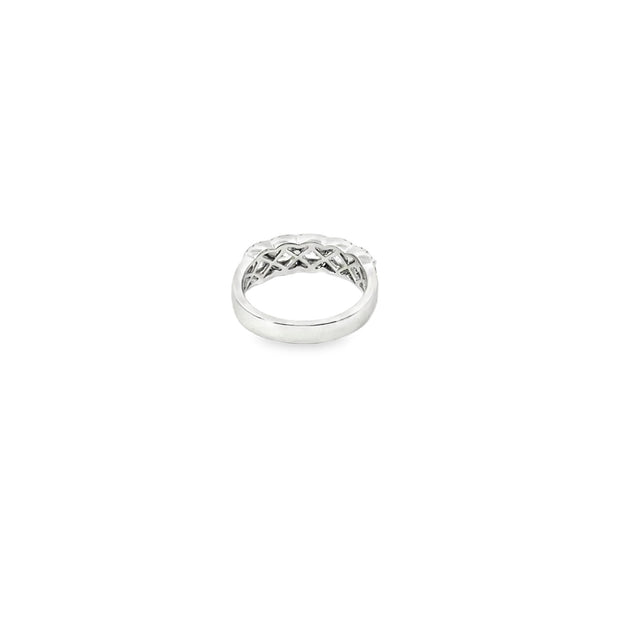 18K White Gold Cushion Halo Five Station Band