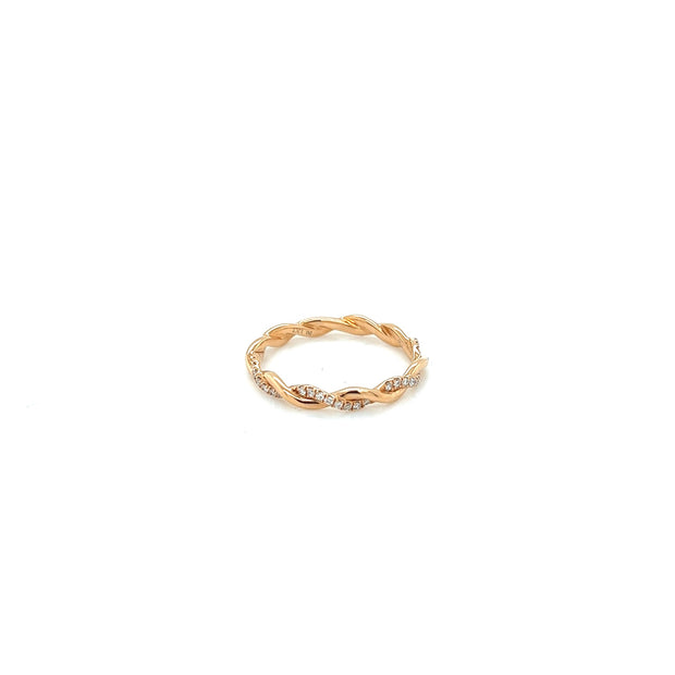 18k rose gold diamond braided band 0.12ct