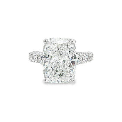 Custom 14K White Gold Cushion Cut Diamond Graduating Engagment Ring