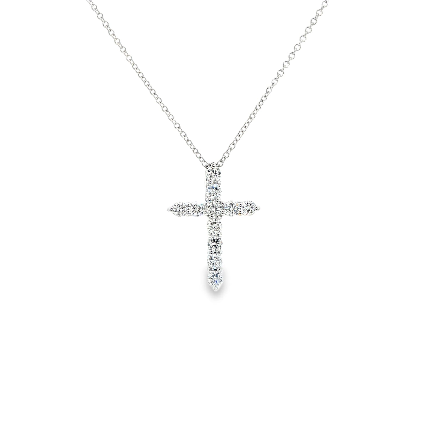 14K White Gold Diamond Cross Pendant Necklace Containing 0.50ctw