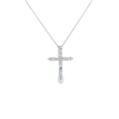 14K White Gold Diamond Cross Pendant Necklace Containing 0.50ctw