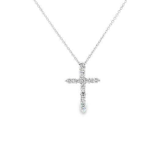 14K White Gold Diamond Cross Pendant Necklace Containing 0.50ctw