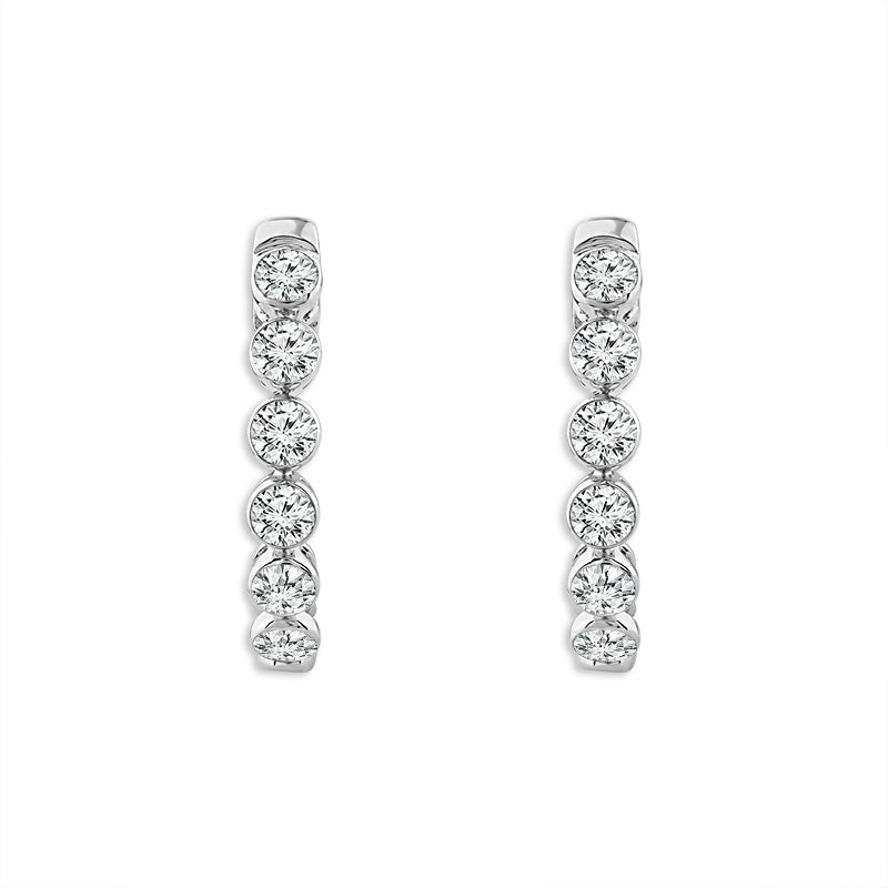 14K  White Gold Lab Grown Diamond  Hoops Sky Set 1.00ctw