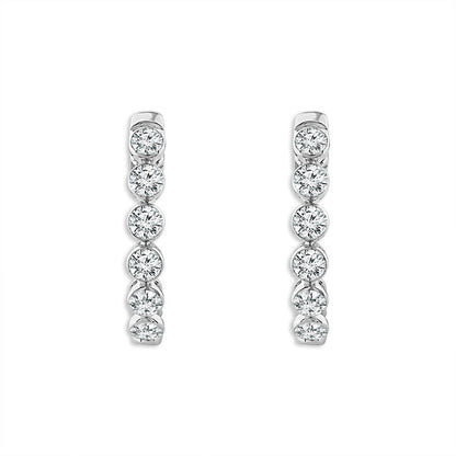 14K  White Gold Lab Grown Diamond  Hoops Sky Set 1.00ctw