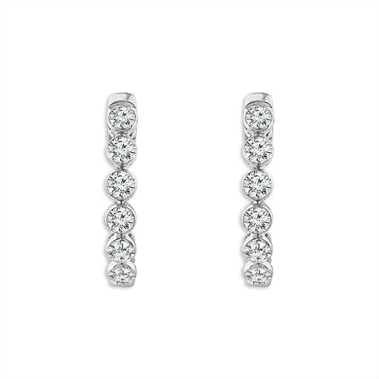 14K  White Gold Lab Grown Diamond  Hoops Sky Set 1.00ctw