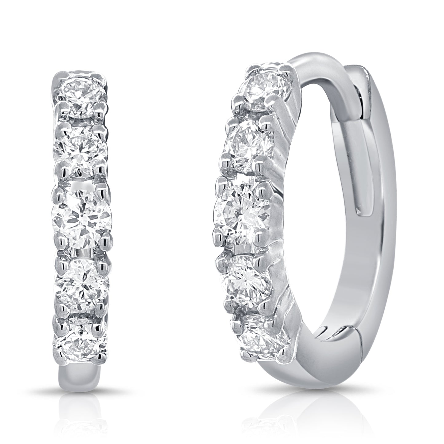 14K Wg Small Huggie Diamond Earrings D=15Ct