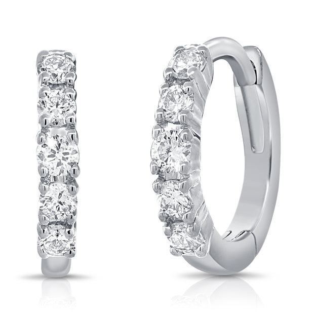14K Wg Small Huggie Diamond Earrings D=15Ct
