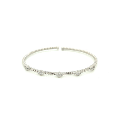 18k white gold five station diamond  cuff 0.30ct