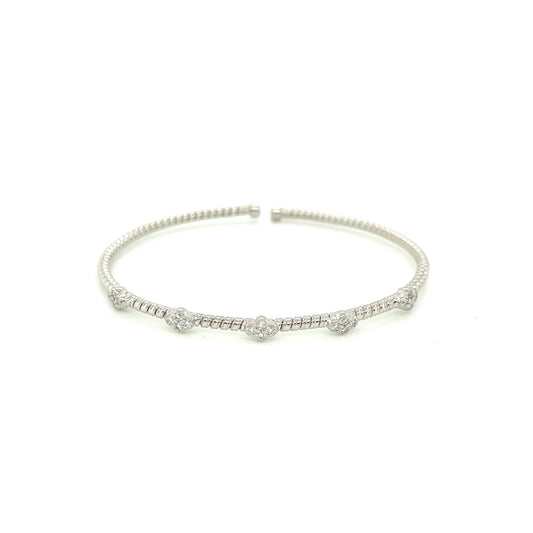 18k white gold five station diamond  cuff 0.30ct