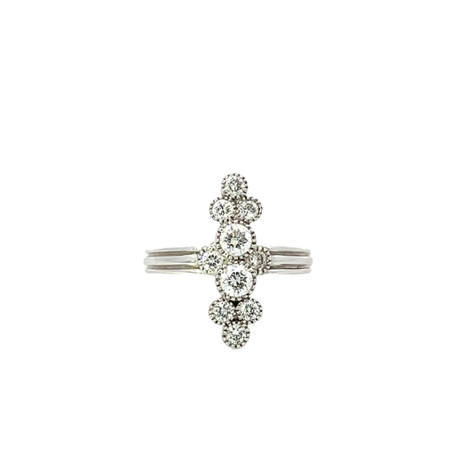 14K WG 10 Stone Diamond Bubble Ring with Bead Set Bezels.  D.97