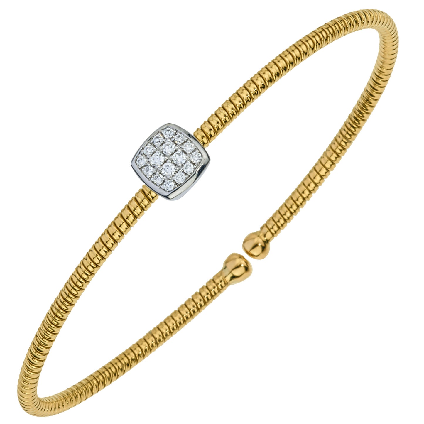 18K Yellow Gold Diamond Flex Bangle Bracelet 0.17Ct
