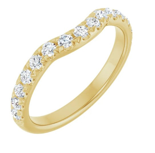 14K Yellow Gold Contour  Lab Grown Diamond 2Mm Band  0.50Ct Total F Vs1
