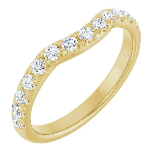 14K Yellow Gold Contour  Lab Grown Diamond 2Mm Band  0.50Ct Total F Vs1