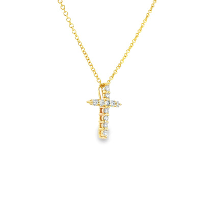 14K Yellow Gold Diamond Cross Pendant Necklace 0.25ctw