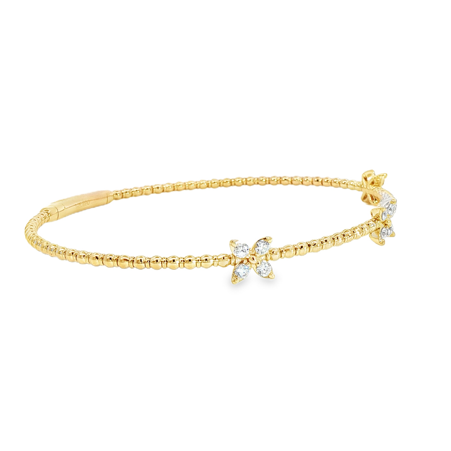 14Kyg Diamond Flex  Station Bracelet Containng 3  Sections  12Rd = 0.32Ct