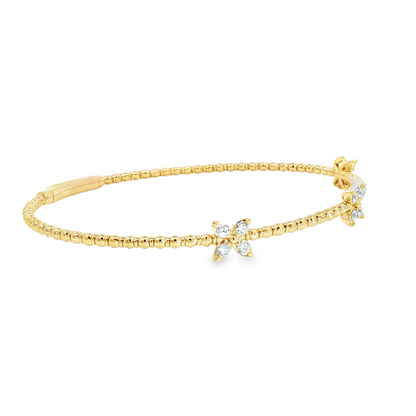 14Kyg Diamond Flex  Station Bracelet Containng 3  Sections  12Rd = 0.32Ct
