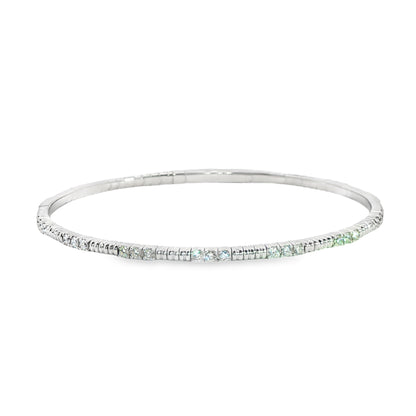 14K White Gold 11 Section  Diamond Soft Flex Bracelet 0.85Ctw
