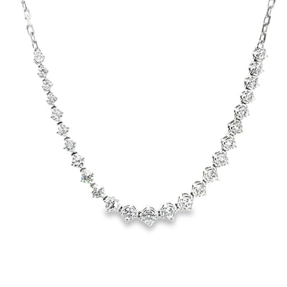 18K White Gold Diamond Section Chain Necklace Containing 1.93Ctw Of Round Diamonds