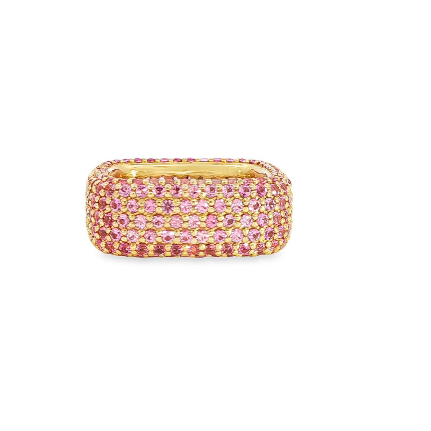 18K Yellow Gold Fancy Pink Diamond Square Fashion Ring 6.20Ctw