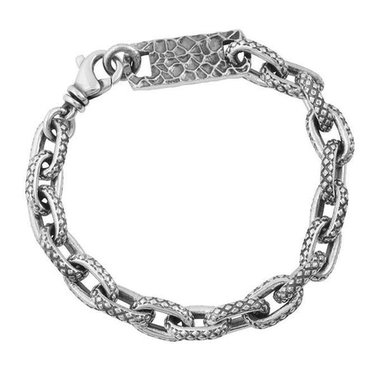 OVAL LINK BRACELET WITH CROSSHATCH TEXTURE