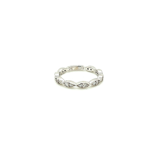 14k white gold diamond bezel set marquise shape band 0.18ct