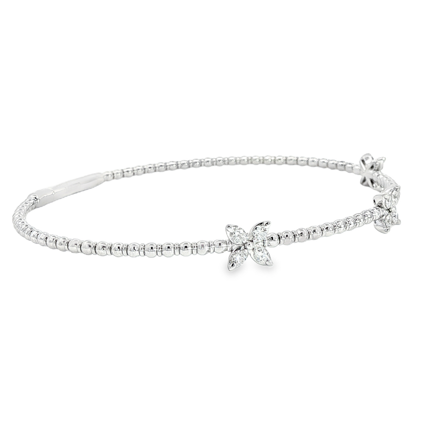14Kwg Diamond Flex  Station Bracelet Containng 3  Sections  12Rd = 0.32Ct