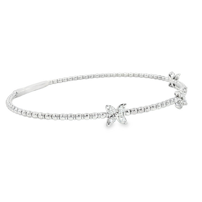 14Kwg Diamond Flex  Station Bracelet Containng 3  Sections  12Rd = 0.32Ct