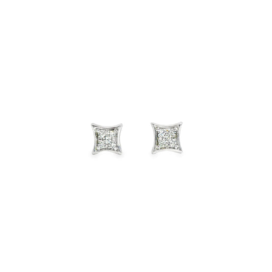 14K White Gold Diamond Shaped Stud Earrings 0.10Ctw