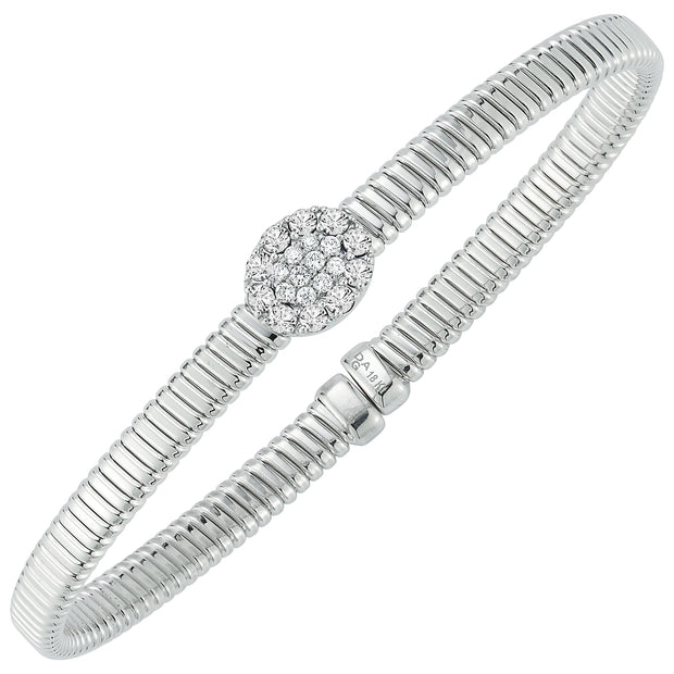 18K White Gold Diamond Flex Bangle Bracelet 0.40Ct