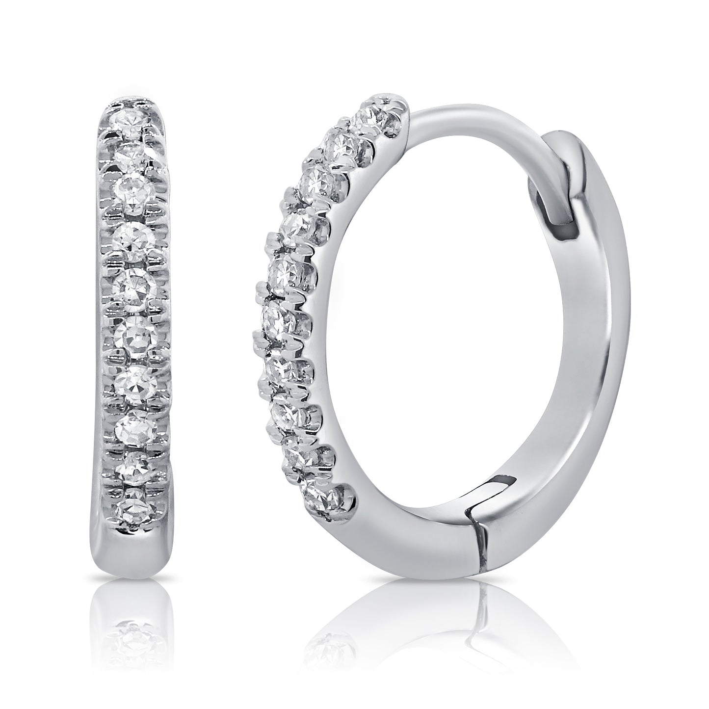 14K Wg Small Huggie Dia Earring D=06Ct