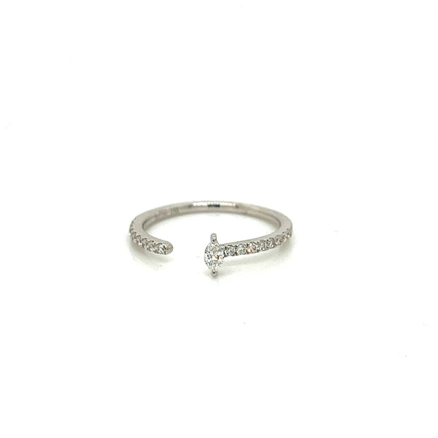 18k white gold open cuff diamond ring 0.25ct