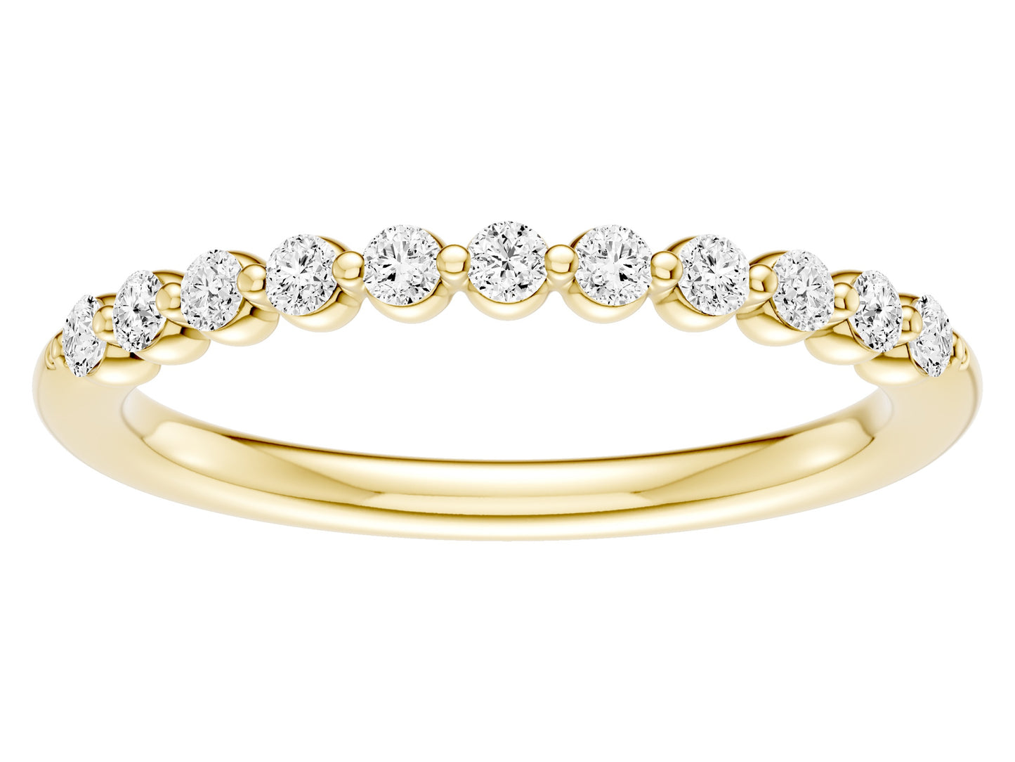 14K Yellow Gold Single Prong Lab Grown  Diamond Band Containing 11Rd Totaling 0.26Ct