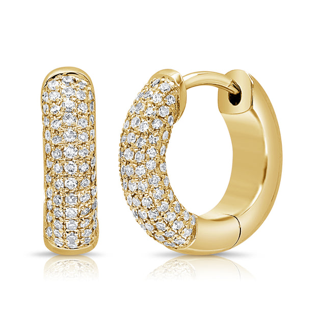14K Yg Pave Huggie Earrings D= 0.36Ct