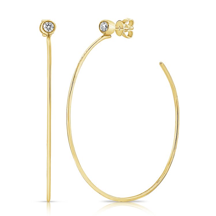 14k yellow gold open wire diamond hoops 0.22ct