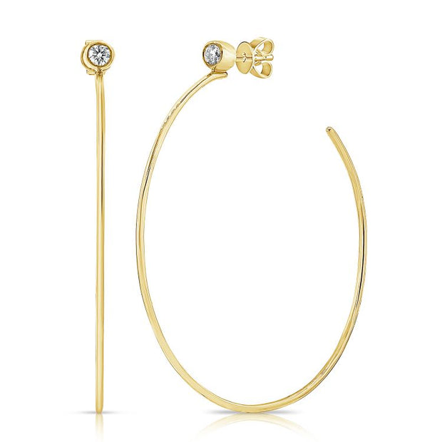 14k yellow gold open wire diamond hoops 0.22ct