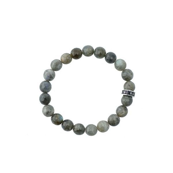 10MM BURMA LABRADORITE BEADED BRACLEET WITH LOGO RING