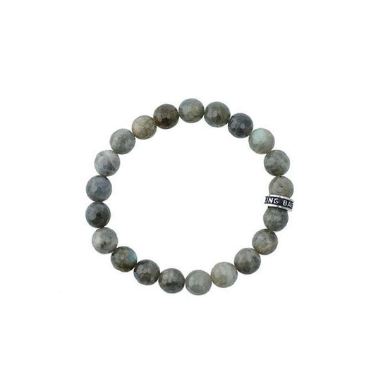 10MM BURMA LABRADORITE BEADED BRACLEET WITH LOGO RING