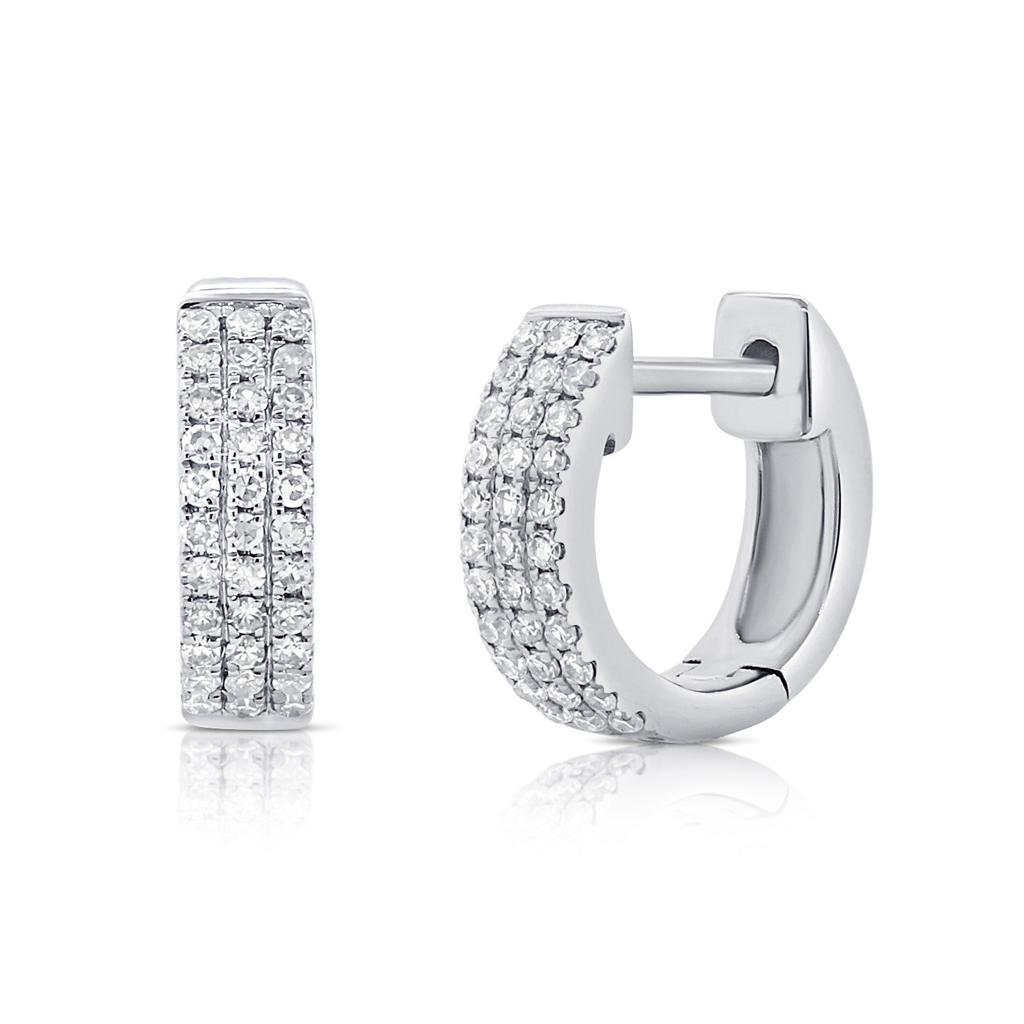 14K Wg Small Diamond Huggie Earring D=21Ct