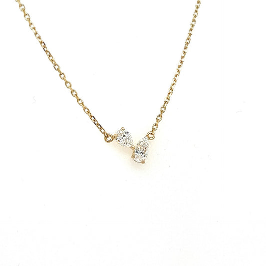 Double pear shape diamond pendant 0.30ct