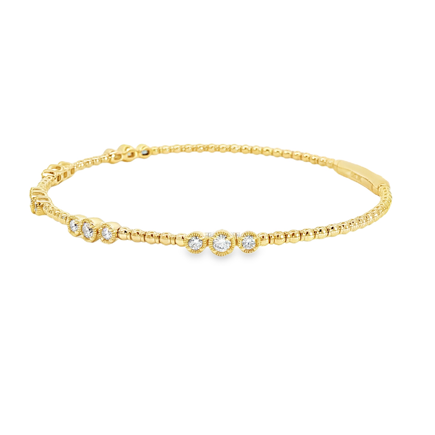 14Kyg Diamond Flex  Station Bracelet Containng 5 Bezel Round Sections  15Rd = 0.50Ct