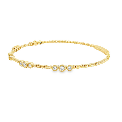 14Kyg Diamond Flex  Station Bracelet Containng 5 Bezel Round Sections  15Rd = 0.50Ct