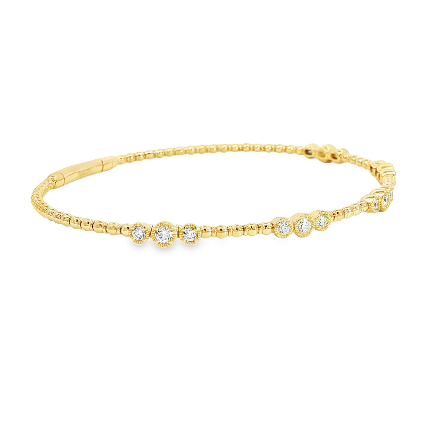 14Kyg Diamond Flex  Station Bracelet Containng 5 Bezel Round Sections  15Rd = 0.50Ct