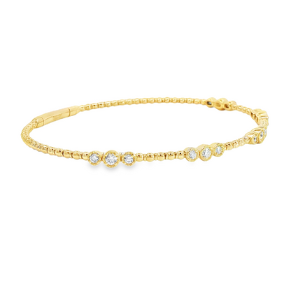 14Kyg Diamond Flex  Station Bracelet Containng 5 Bezel Round Sections  15Rd = 0.50Ct