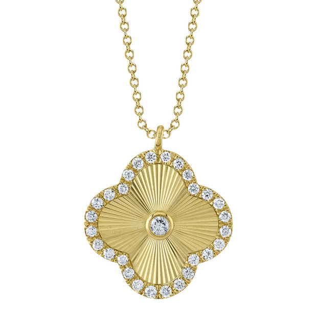 14k gold diamond clover necklace 0.22ct