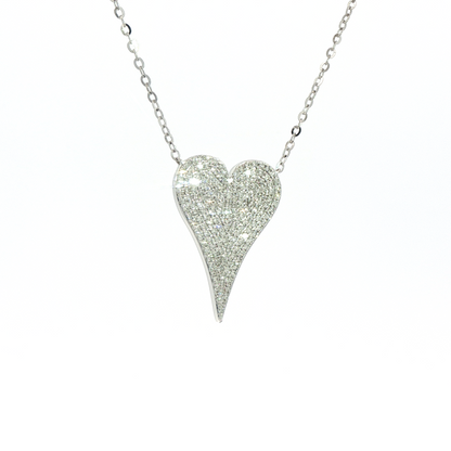 14K White Gold Single Cut Diamond Heart Necklace 0.55ct